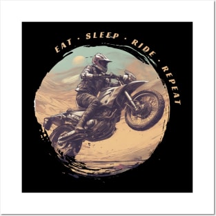 Eat Sleep Ride Repeat motorcycle Posters and Art